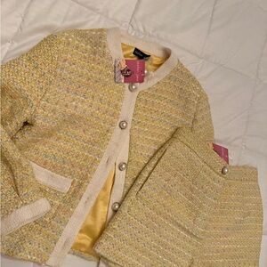 Sister Jane Yellow Tweed Blazer with shorts set